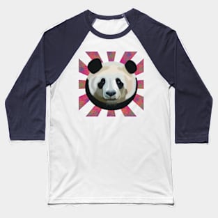 Striking Panda bear on pink atomic patterned rays Baseball T-Shirt